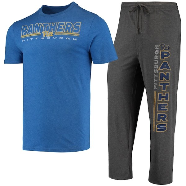 Pitt Panthers Concepts Sport Meter T-Shirt & Pants Sleep Set - Heathered Charcoal/Royal
