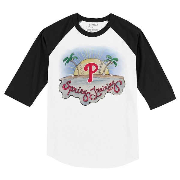 Philadelphia Phillies Tiny Turnip Infant 2022 Spring Training 3/4 Sleeve Raglan T-Shirt - White/Black