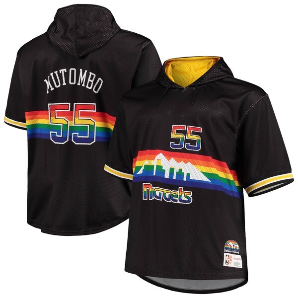Dikembe Mutombo Denver Nuggets Mitchell & Ness Big & Tall Name & Number Short Sleeve Hoodie - Black/Gold