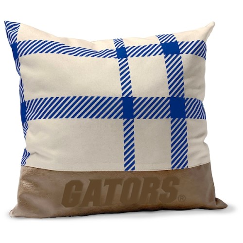 Florida Gators 18'' x 18'' Farmhouse Plaid Faux Leather Throw Pillow