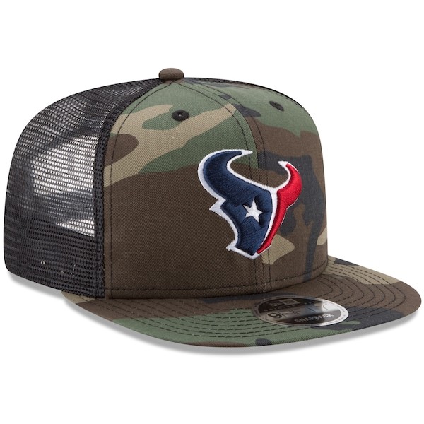 Houston Texans New Era Trucker 9FIFTY Snapback Adjustable Hat - Woodland Camo/Black