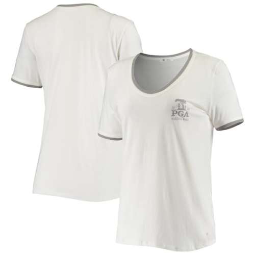 2020 PGA Championship '47 Women's Bedford Letter V-Neck T-Shirt - White