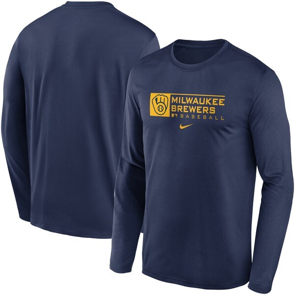Milwaukee Brewers Nike Authentic Collection Performance Long Sleeve T-Shirt - Navy