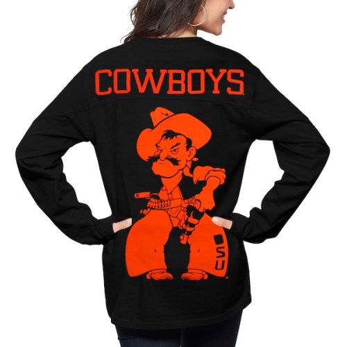 Oklahoma State Cowboys Pressbox Women's The Big Shirt Oversized Long Sleeve T-Shirt - Black