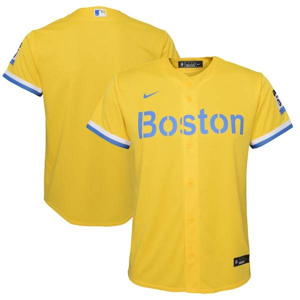 Boston Red Sox Nike Youth 2021 City Connect Replica Team Jersey - Gold/Light Blue