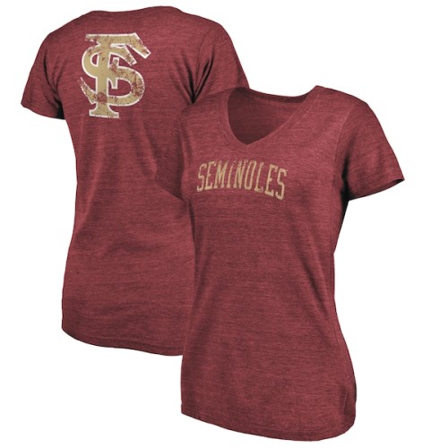 Florida State Seminoles Fanatics Branded Women's Slab Serif Space Dye Tri-Blend V-Neck T-Shirt - Garnet