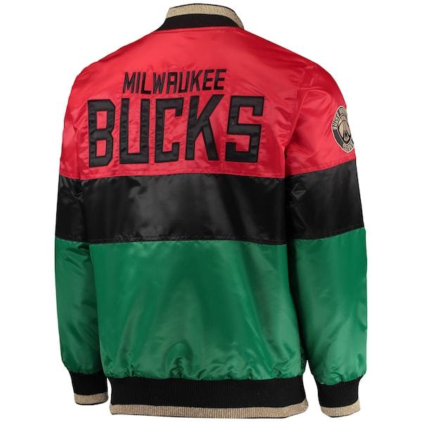 Milwaukee Bucks Starter Black History Month NBA 75th Anniversary Full-Zip Jacket - Red/Black/Green