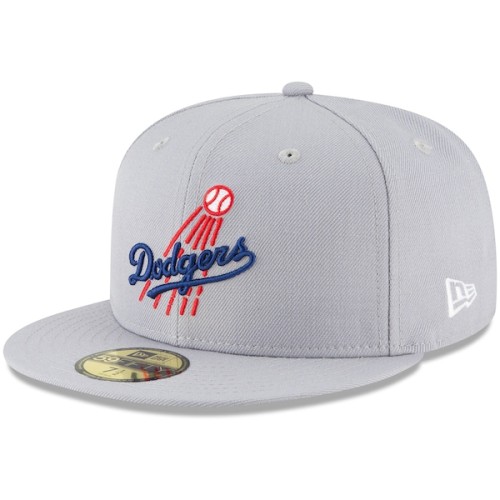 Los Angeles Dodgers New Era Cooperstown Collection Logo 59FIFTY Fitted Hat - Gray