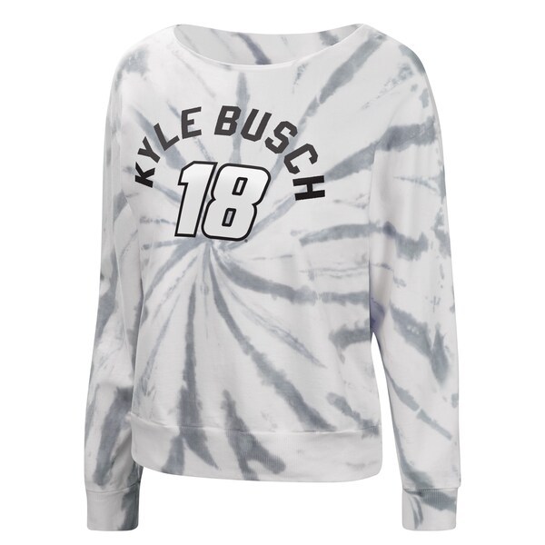 Kyle Busch Touch by Alyssa Milano Women's Equalizer Tie-Dye Boat Neck Sweatshirt - White/Gray