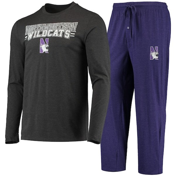 Northwestern Wildcats Concepts Sport Meter Long Sleeve T-Shirt & Pants Sleep Set - Purple/Heathered Charcoal