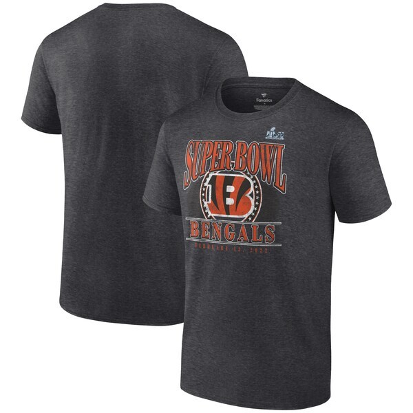 Cincinnati Bengals Fanatics Branded Super Bowl LVI Bound Retro Tri-Blend T-Shirt - Heathered Charcoal