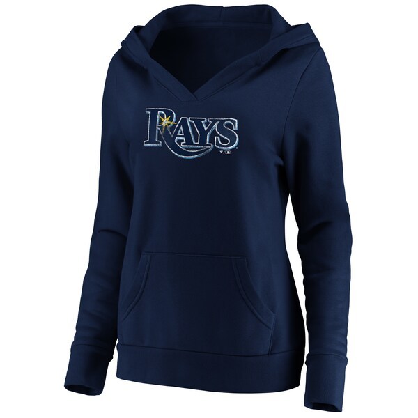 Tampa Bay Rays Fanatics Branded Women's Core Team Crossover V-Neck Pullover Hoodie - Navy