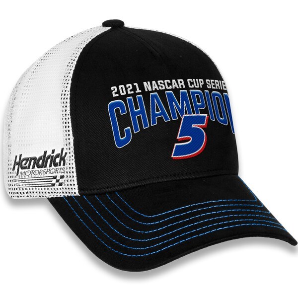Kyle Larson Hendrick Motorsports Team Collection 2021 NASCAR Cup Series Champion Trucker Adjustable Hat - Black/White