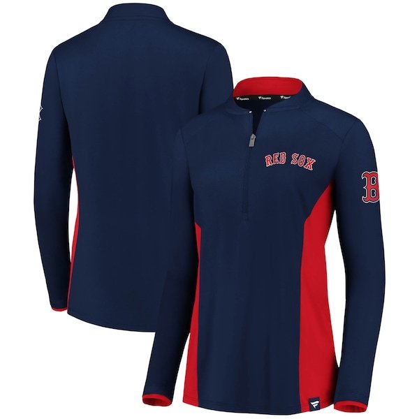 Boston Red Sox Fanatics Branded Women's Iconic Marble Clutch Blade Collar Half-Zip Pullover Jacket - Navy