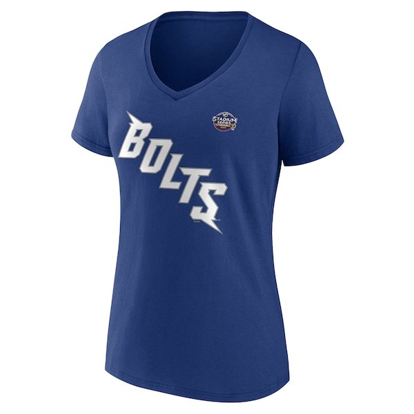 Tampa Bay Lightning Fanatics Branded Women's 2022 NHL Stadium Series Primary Team Logo V-Neck T-Shirt - Blue