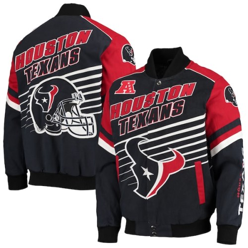 Houston Texans G-III Sports by Carl Banks Extreme Strike Cotton Twill Full-Snap Jacket - Navy/Red