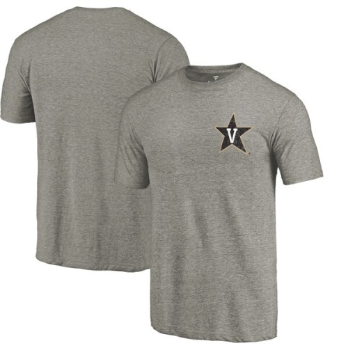 Vanderbilt Commodores Fanatics Branded Left Chest Distressed Logo Tri-Blend T-Shirt - Gray Heathered