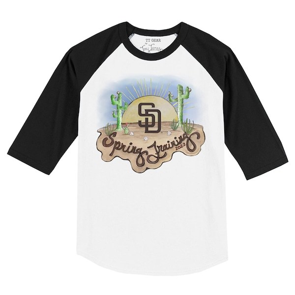 San Diego Padres Tiny Turnip Toddler 2022 Spring Training 3/4 Sleeve Raglan T-Shirt - White/Black