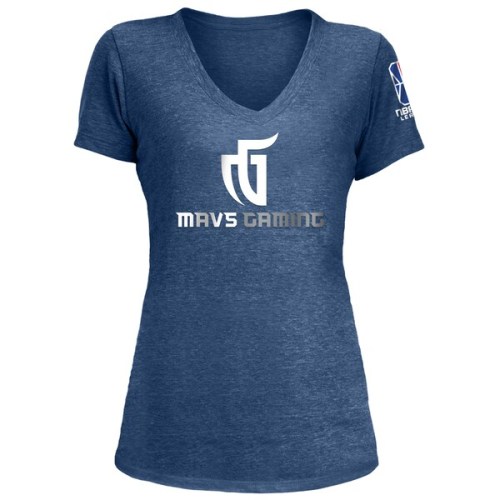 Mavs Gaming New Era Women's NBA 2K League Logo Wordmark Tri-Blend V-Neck T-Shirt - Heather Royal