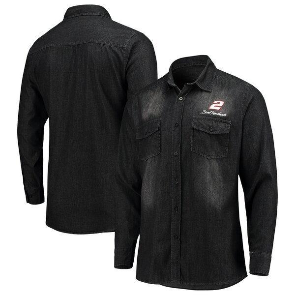 Brad Keselowski Antigua Outlook Long Sleeve Button-Up Chambray Shirt - Black
