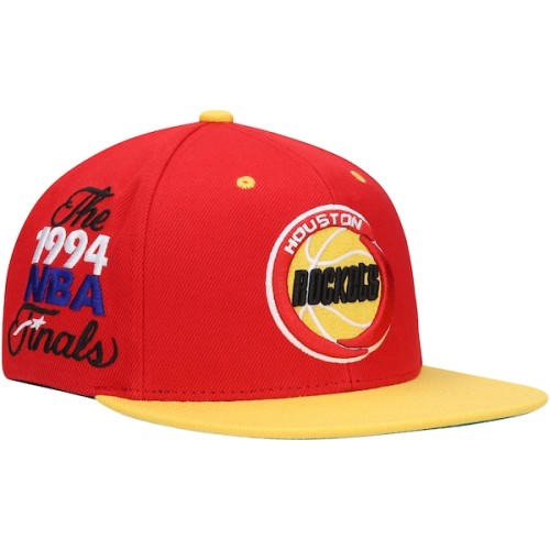 Houston Rockets Mitchell & Ness Hardwood Classics 1994 NBA Finals XL Patch Snapback Hat - Red/Yellow