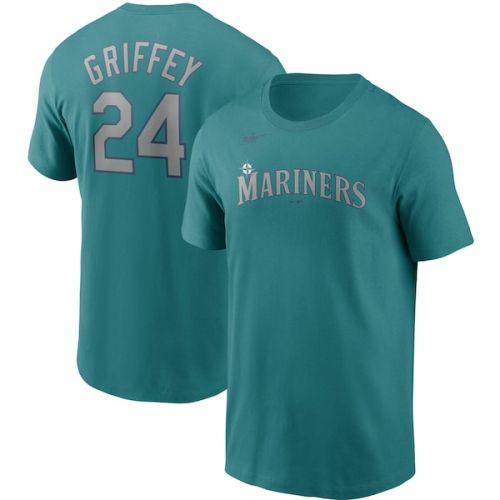 Ken Griffey Jr. Seattle Mariners Nike Cooperstown Collection Name & Number T-Shirt - Aqua