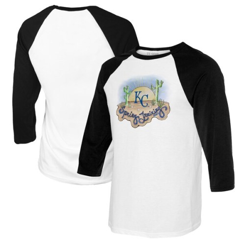 Kansas City Royals Tiny Turnip Women's 2022 Spring Training 3/4 Sleeve Raglan T-Shirt - White/Black