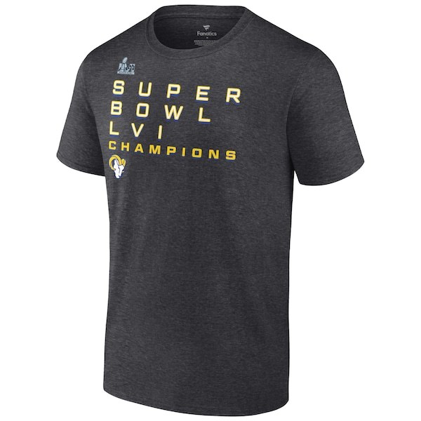 Los Angeles Rams Fanatics Branded Super Bowl LVI Champions Roster Signature T-Shirt - Heathered Charcoal