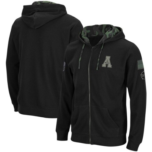 Appalachian State Mountaineers Colosseum OHT Military Appreciation Waffle Full-Zip Hoodie - Black