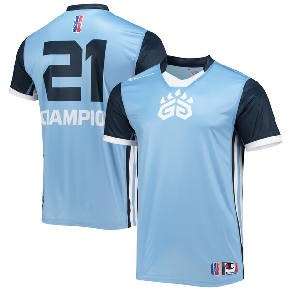 Grizz Gaming Champion Authentic Jersey V-Neck T-Shirt - Light Blue/Navy