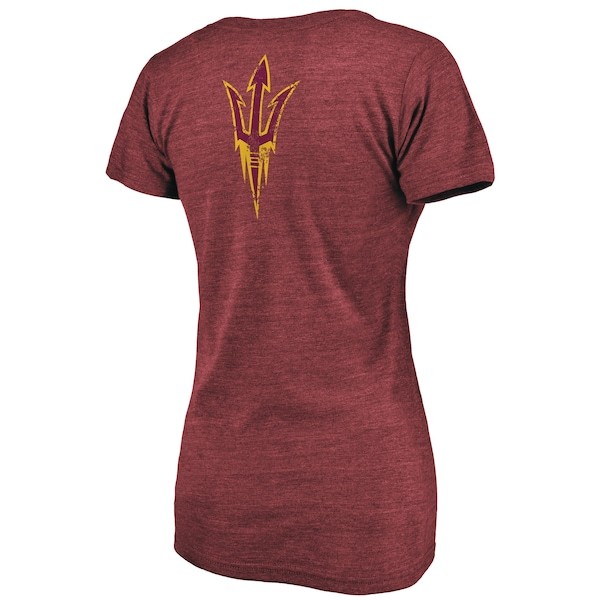 Arizona State Sun Devils Fanatics Branded Women's Slab Serif Space Dye Tri-Blend V-Neck T-Shirt - Maroon