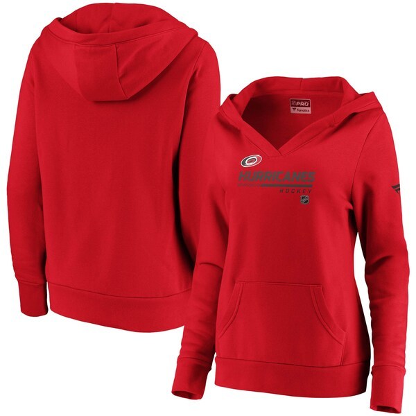 Carolina Hurricanes Fanatics Branded Women's Authentic Pro Core Collection Prime V-Neck Pullover Hoodie - Red