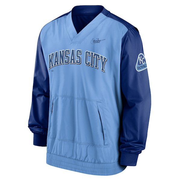 Kansas City Royals Nike Cooperstown Collection V-Neck Pullover - Light Blue/Royal