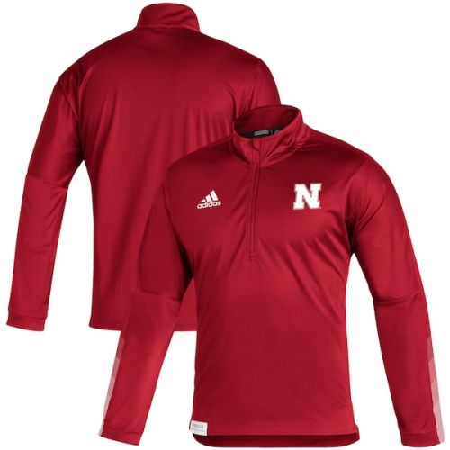 Nebraska Huskers adidas 2021 Sideline Primeblue Quarter-Zip Jacket - Scarlet