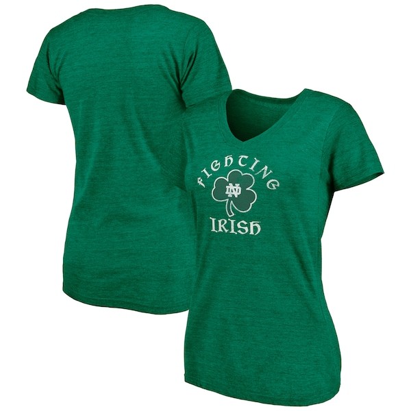 Notre Dame Fighting Irish Fanatics Branded Women's St. Patrick's Day Celtic Crew Tri-Blend V-Neck T-Shirt - Green