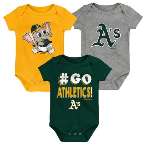 Oakland Athletics Newborn & Infant Born To Win 3-Pack Bodysuit Set - Green/Gold/Gray