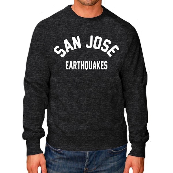 San Jose Earthquakes Original Retro Brand Softee Raglan Pullover Sweatshirt - Heathered Black