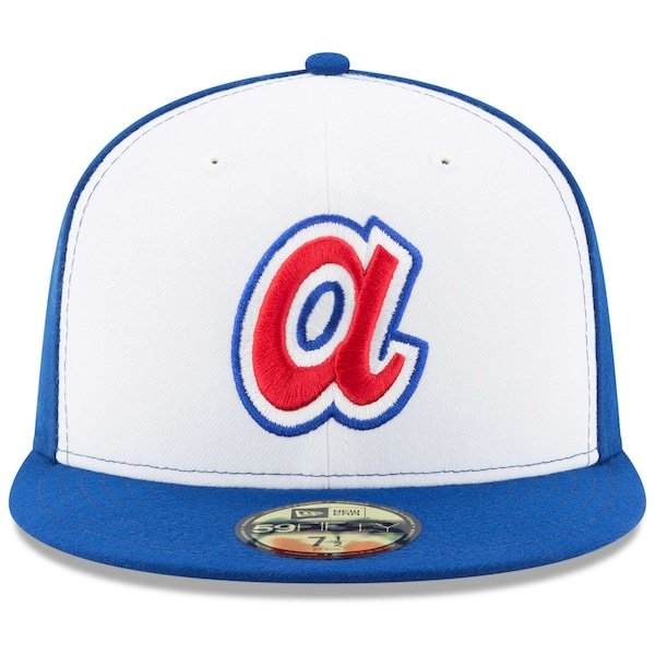 Atlanta Braves New Era Cooperstown Collection Logo 59FIFTY Fitted Hat - White/Royal