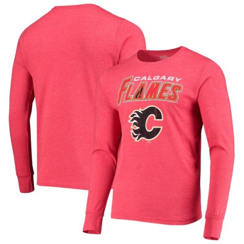 Calgary Flames Majestic Threads Wordmark Logo Tri-Blend Long Sleeve T-Shirt - Heathered Red