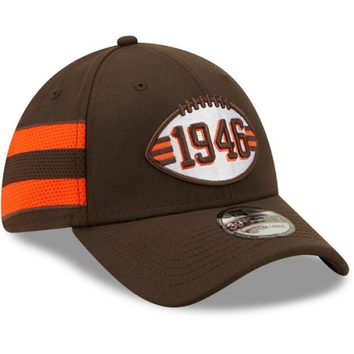 Cleveland Browns New Era Jersey Stripe 39THIRTY Flex Fit Hat - Brown