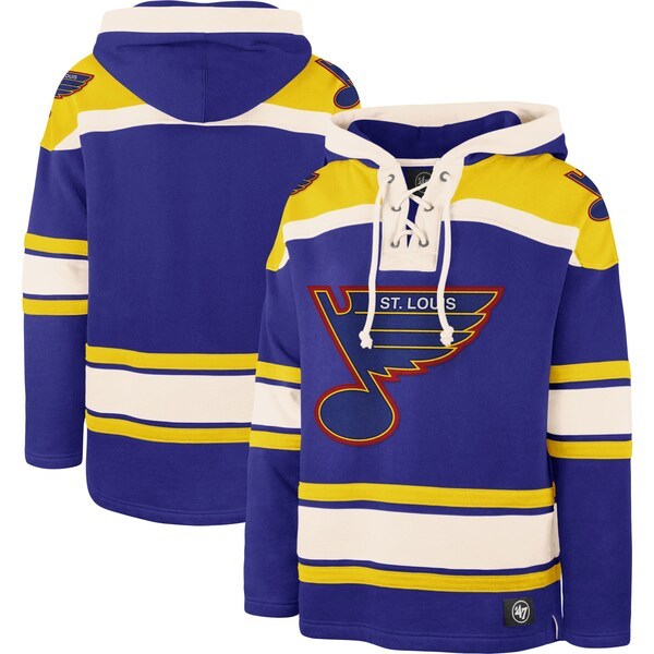 St. Louis Blues '47 Heritage Superior Lacer Pullover Hoodie - Blue/Gold