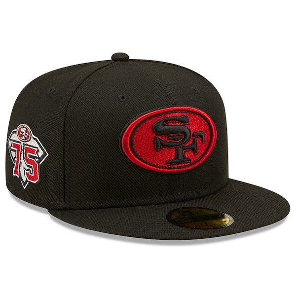 San Francisco 49ers New Era 75th Anniversary Alternate Side Patch 59FIFTY Fitted Hat - Black