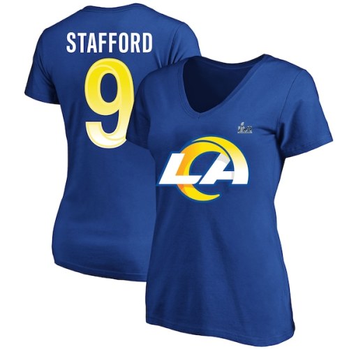 Matthew Stafford Los Angeles Rams Fanatics Branded Women's Super Bowl LVI Plus Size Name & Number V-Neck T-Shirt - Royal