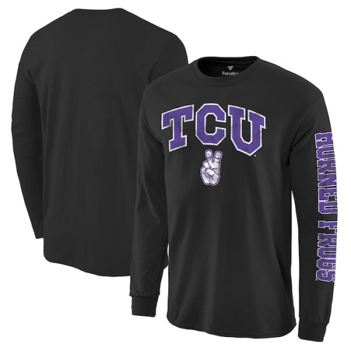 TCU Horned Frogs Distressed Arch Over Logo Long Sleeve Hit T-Shirt - Black