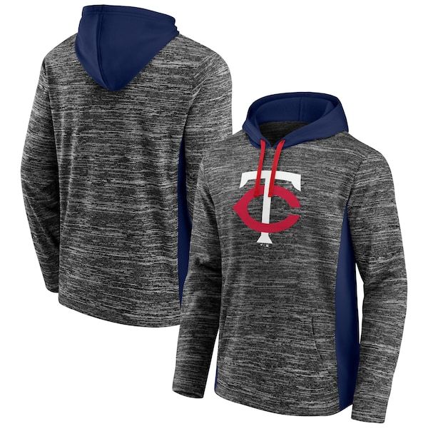Minnesota Twins Fanatics Branded Instant Replay Colorblock Pullover Hoodie - Gray/Navy
