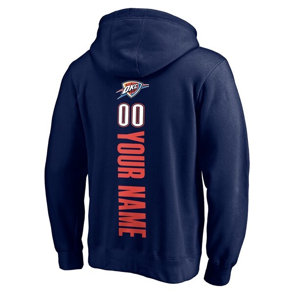 Oklahoma City Thunder Fanatics Branded Playmaker Personalized Name & Number Pullover Hoodie - Navy