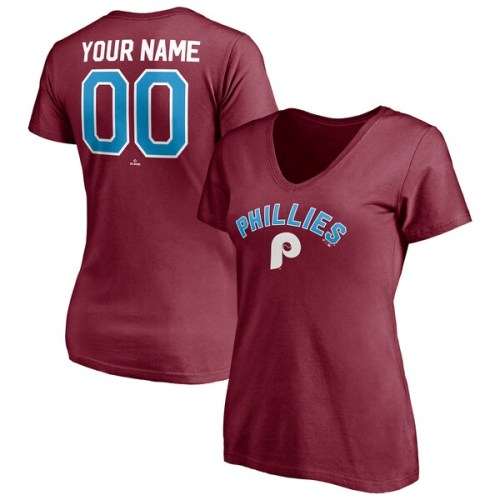 Philadelphia Phillies Fanatics Branded Women's Cooperstown Winning Streak Alternate Personalized Name & Number V-Neck T-Shirt - Burgundy