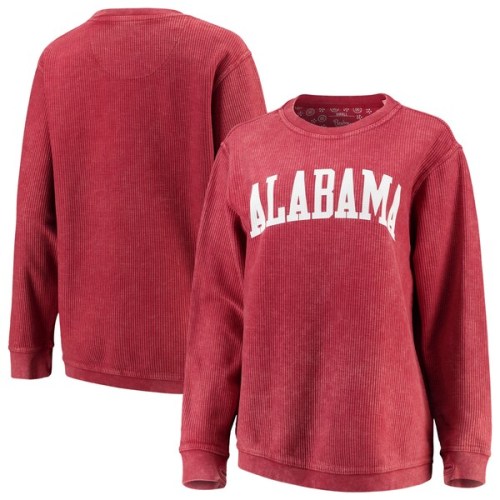 Alabama Crimson Tide Pressbox Women's Comfy Cord Vintage Wash Basic Arch Pullover Sweatshirt - Crimson