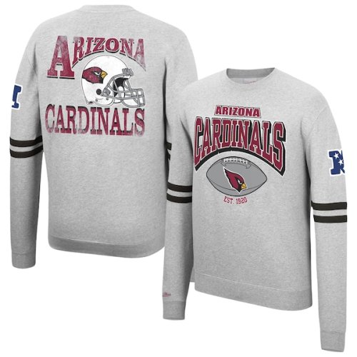 Arizona Cardinals Mitchell & Ness Allover Print Fleece Pullover Sweatshirt - Heathered Gray