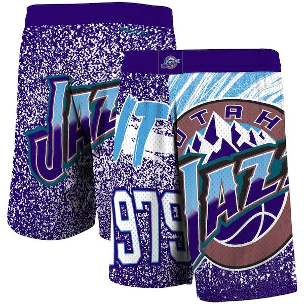 Utah Jazz Mitchell & Ness Hardwood Classics Jumbotron Sublimated Shorts - Purple